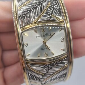 Peck and Peck Cuff Bracelet Watch Coastal‎ Vacation Beach Size 6 NEEDS  BATTERY